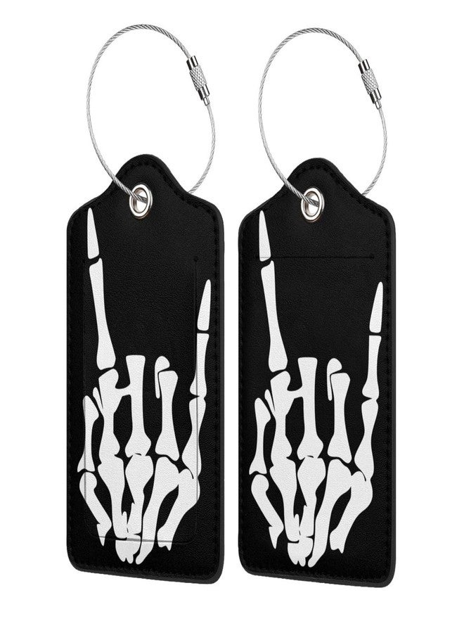 Vridoyt 2 Pcs Skull Luggage Tags for Suitcases, Funny Halloween Luggage Tag, Skeleton Hand Decor, Christmas Birthday Gifts for Women Men Uncle Auntie Brother Sister Grandpa Grandma Cruise Ships - Image 2